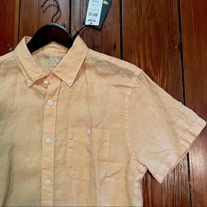 Todd Snyder Yellow Linen Short Sleeve Button-Down